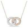 Swarovski Dextera Clear Crystals And Rose Gold Tone Plated Intertwined Circles Necklace 5414999 For Women