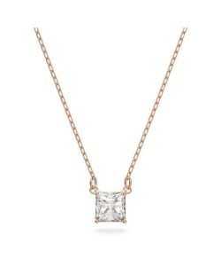 Swarovski Stilla Attract Clear Crystals And Rose Gold Tone Necklace 5510698 For Women