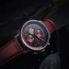 AVI-8 Hawker Hurricane Classic Chronograph Blood Red Leather Strap Black Dial Quartz AV-4011-0S Men's Watch