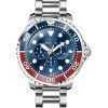 Invicta Pro Diver Stainless Steel Blue And Red Pepsi Bezel Blue Dial Quartz 47227 Mens Watch