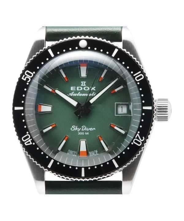 Edox Skydiver Special Edition Green Dial Automatic Diver's 801313NCVI 300M Men's Watch With Extra Strap