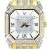 Bulova Octava Crystal Accents Gold Tone Stainless Steel Silver Dial Quartz 98A295 Mens Watch