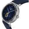 Bauhaus Classic Blue Leather Strap Dark Blue Open Heart Dial Automatic 21663 Men's Watch