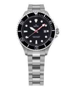 Ratio FreeDiver Sapphire Stainless Steel Black Dial Quartz RTFL800 200M Women's Watch