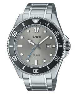 Casio Standard Analog Stainless Steel Grey Dial Quartz MDV-107D-8AV 200M Men's Watch