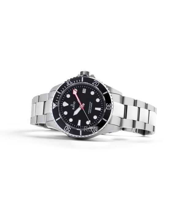 Ratio FreeDiver Sapphire Stainless Steel Black Dial Quartz RTF031 200M Men's Watch