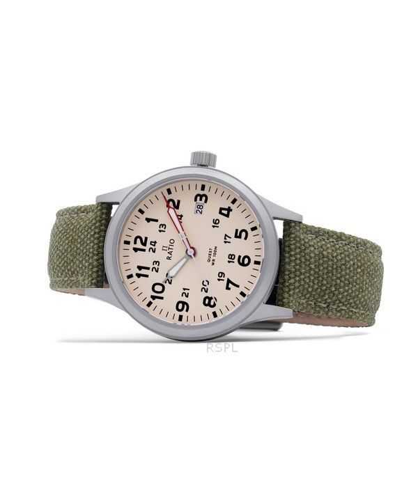 Ratio Quest Men's Field Watch Sapphire Canvas Strap Quartz RTQ019 100M Lewis And Clark Edition