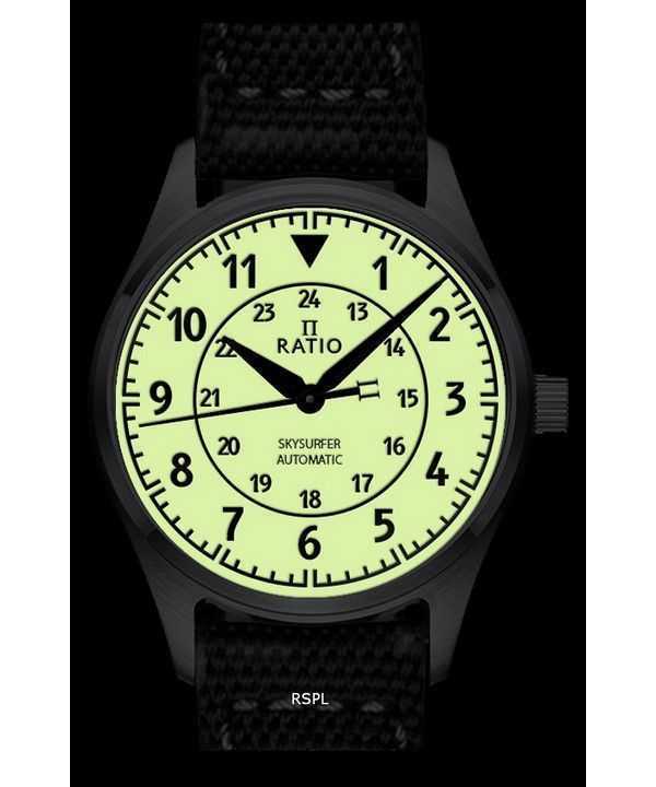 Ratio Skysurfer Pilot Full Luminous Dial Leather Automatic RTS316 200M Mens Watch