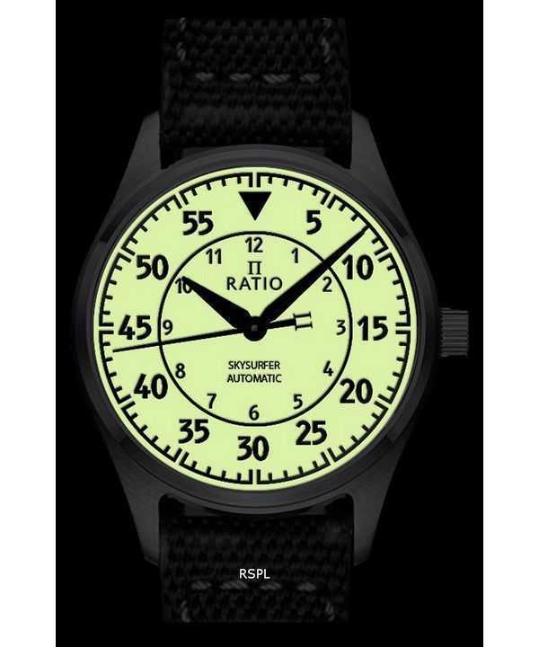 Ratio Skysurfer Pilot Full Luminous Dial Leather Automatic RTS324 200M Mens Watch